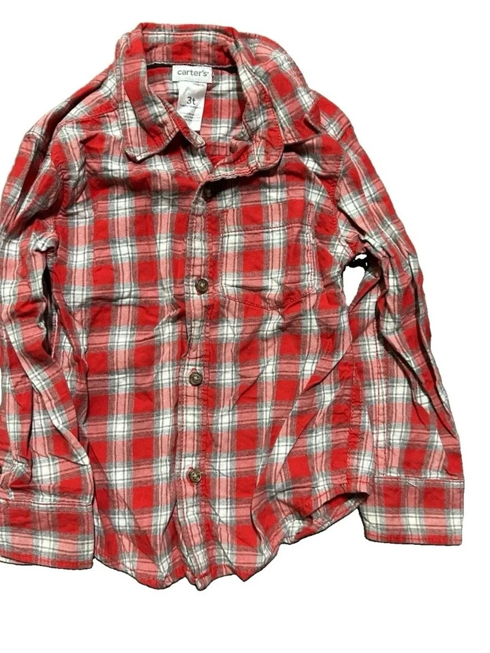 Toddler Boy Tops Button Up Shirts Solid Plaid Size 3T